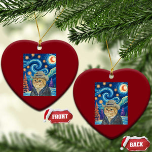 Funny Van Gogh Cat in Starry Night Ceramic Ornament TS12 Print Your Wear