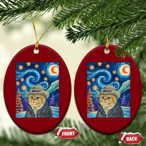Funny Van Gogh Cat in Starry Night Ceramic Ornament TS12 Print Your Wear