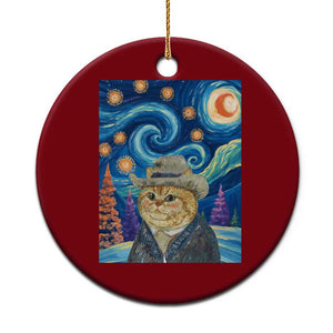 Funny Van Gogh Cat in Starry Night Ceramic Ornament TS12 1pc Red Print Your Wear