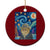 Funny Van Gogh Cat in Starry Night Ceramic Ornament TS12 1pc Red Print Your Wear