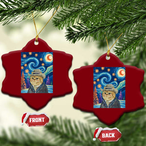 Funny Van Gogh Cat in Starry Night Ceramic Ornament TS12 Print Your Wear