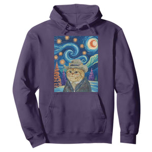 Funny Van Gogh Cat in Starry Night Hoodie TS12 Purple Print Your Wear