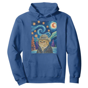 Funny Van Gogh Cat in Starry Night Hoodie TS12 Royal Blue Print Your Wear