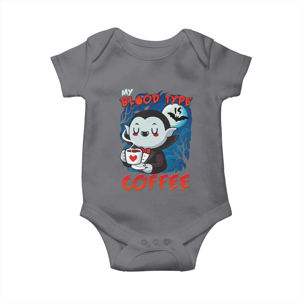My Blood Type Is Coffee Baby Onesie Funny Vampire Halloween TS12 Charcoal Print Your Wear