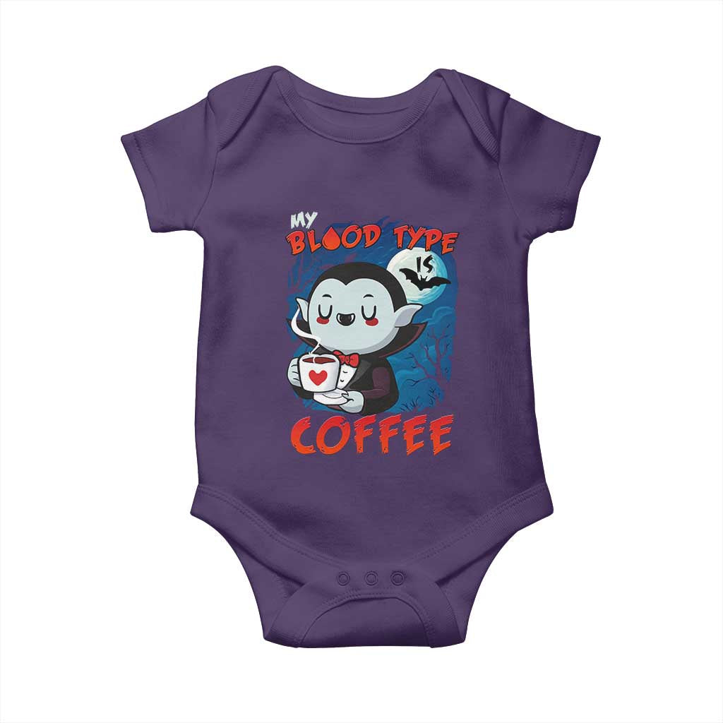 My Blood Type Is Coffee Baby Onesie Funny Vampire Halloween TS12 Purple Print Your Wear
