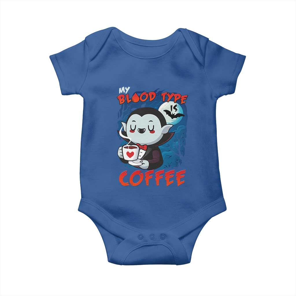 My Blood Type Is Coffee Baby Onesie Funny Vampire Halloween TS12 Royal Blue Print Your Wear