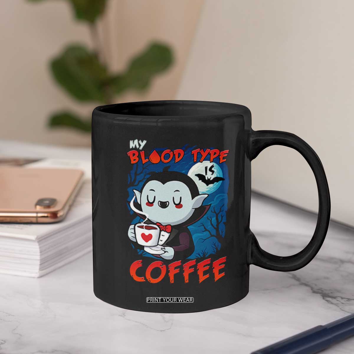 My Blood Type Is Coffee Coffee Mug Funny Vampire Halloween TS12 Print Your Wear