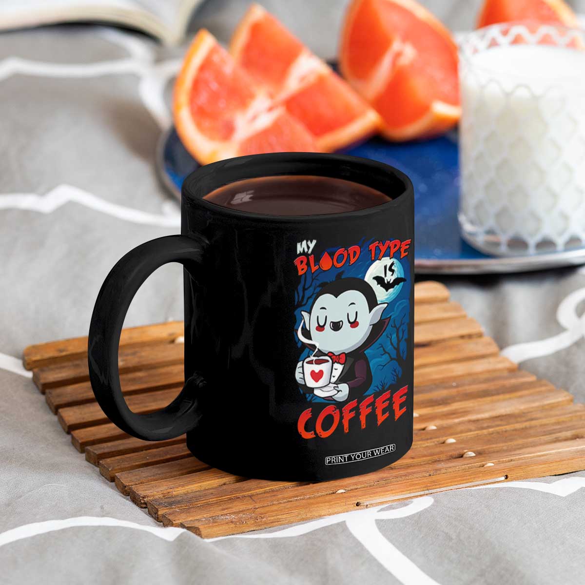 My Blood Type Is Coffee Coffee Mug Funny Vampire Halloween TS12 Print Your Wear
