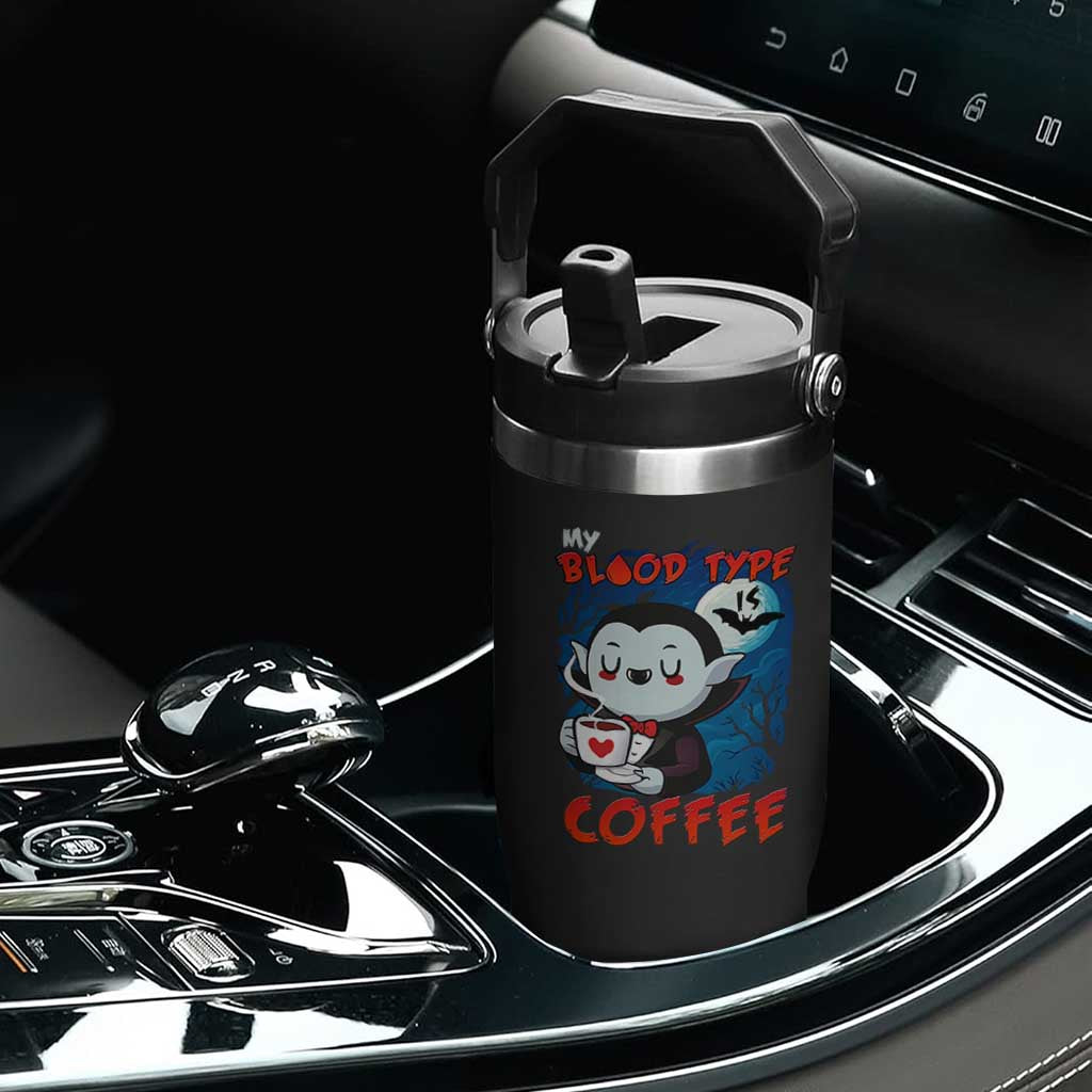 My Blood Type Is Coffee Flip Straw Tumbler Funny Vampire Halloween TS12 Print Your Wear