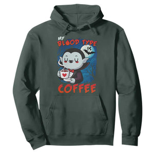 My Blood Type Is Coffee Hoodie Funny Vampire Halloween TS12 Dark Forest Green Print Your Wear