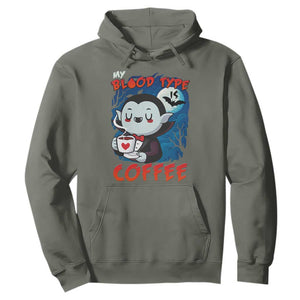My Blood Type Is Coffee Hoodie Funny Vampire Halloween TS12 Military Green Print Your Wear