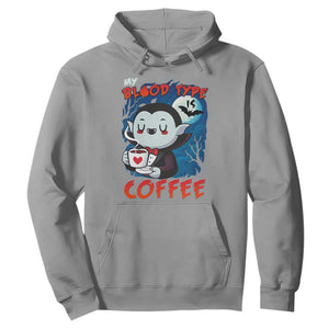My Blood Type Is Coffee Hoodie Funny Vampire Halloween TS12 Sport Gray Print Your Wear