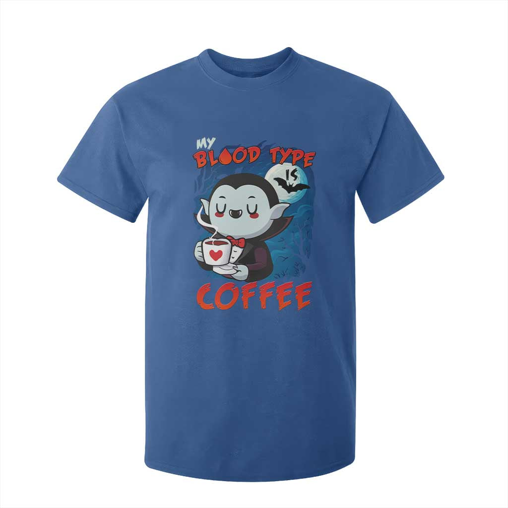 My Blood Type Is Coffee T Shirt For Kid Funny Vampire Halloween TS12 Royal Blue Print Your Wear