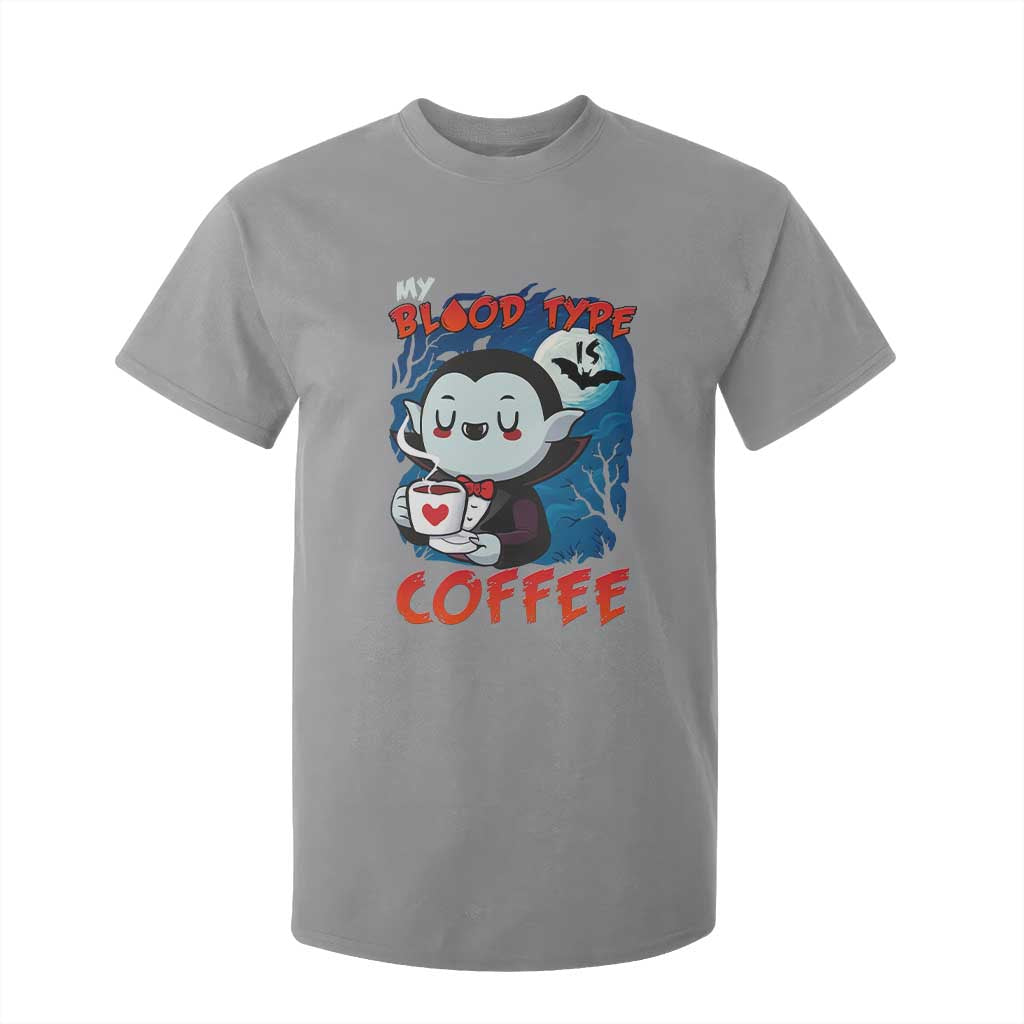 My Blood Type Is Coffee T Shirt For Kid Funny Vampire Halloween TS12 Sport Gray Print Your Wear