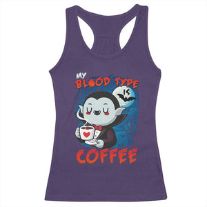 My Blood Type Is Coffee Racerback Tank Top Funny Vampire Halloween TS12 Purple Print Your Wear