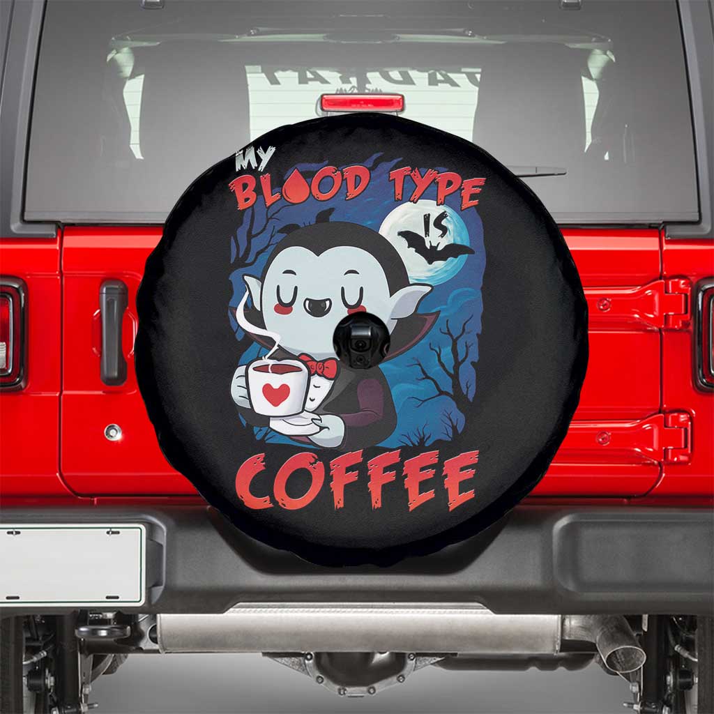 My Blood Type Is Coffee Spare Tire Cover Funny Vampire Halloween TS12 Black Print Your Wear