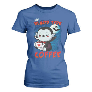 My Blood Type Is Coffee T Shirt For Women Funny Vampire Halloween TS12 Royal Blue Print Your Wear