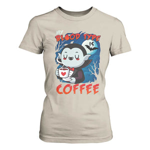 My Blood Type Is Coffee T Shirt For Women Funny Vampire Halloween TS12 Sand Print Your Wear