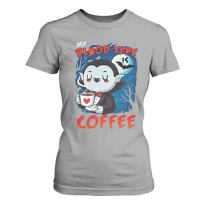 My Blood Type Is Coffee T Shirt For Women Funny Vampire Halloween TS12 Sport Gray Print Your Wear