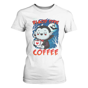 My Blood Type Is Coffee T Shirt For Women Funny Vampire Halloween TS12 White Print Your Wear
