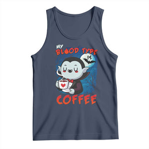 My Blood Type Is Coffee Tank Top Funny Vampire Halloween TS12 Navy Print Your Wear