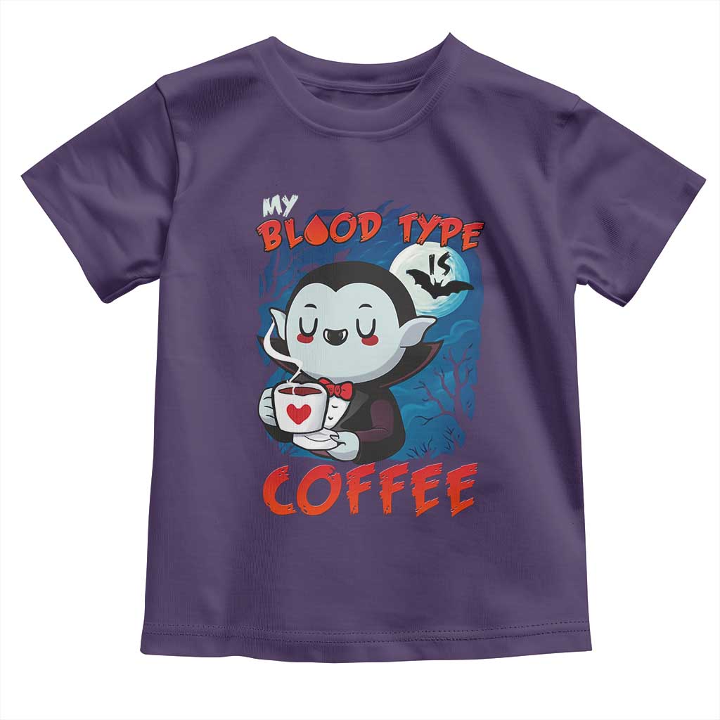 My Blood Type Is Coffee Toddler T Shirt Funny Vampire Halloween TS12 Purple Print Your Wear