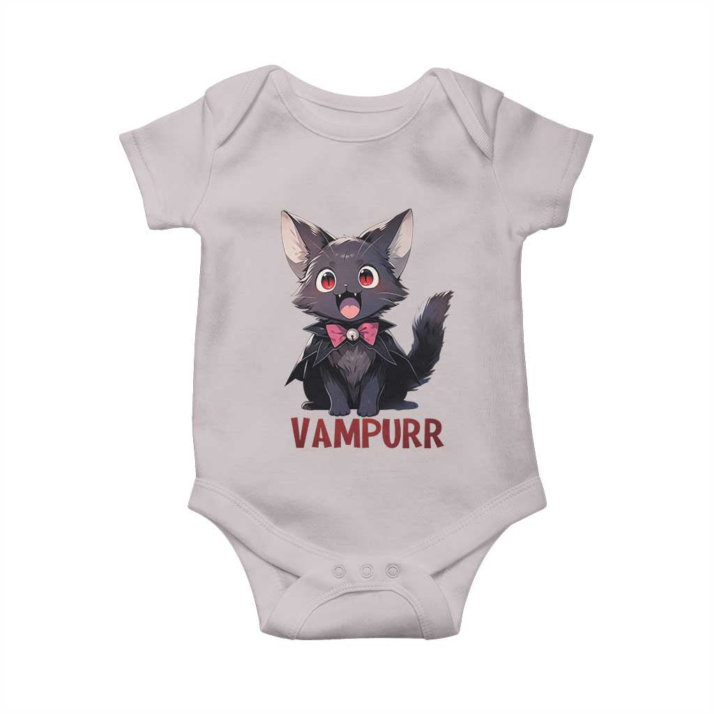 Halloween Black Vampire Cat Baby Onesie Vampurr Cute Kitty Lover TS12 Ice Gray Print Your Wear