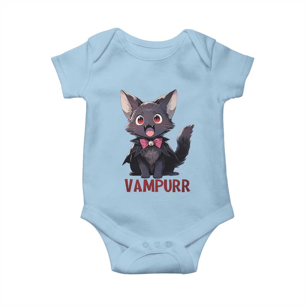 Halloween Black Vampire Cat Baby Onesie Vampurr Cute Kitty Lover TS12 Light Blue Print Your Wear