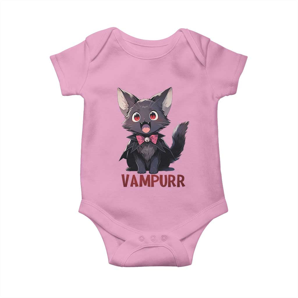Halloween Black Vampire Cat Baby Onesie Vampurr Cute Kitty Lover TS12 Light Pink Print Your Wear