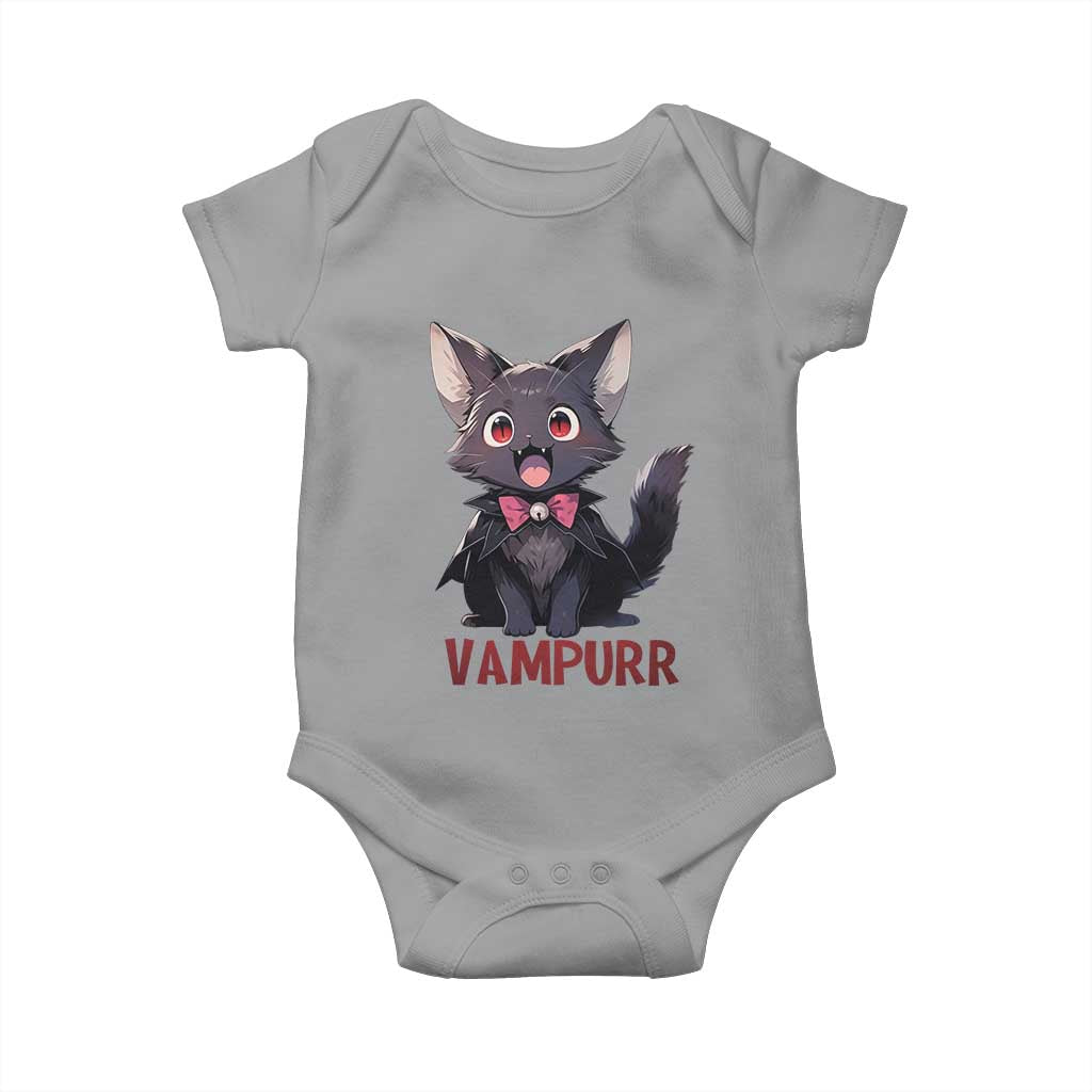 Halloween Black Vampire Cat Baby Onesie Vampurr Cute Kitty Lover TS12 Sport Gray Print Your Wear