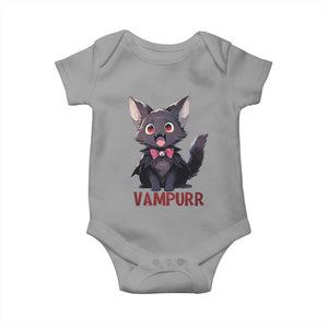 Halloween Black Vampire Cat Baby Onesie Vampurr Cute Kitty Lover TS12 Sport Gray Print Your Wear