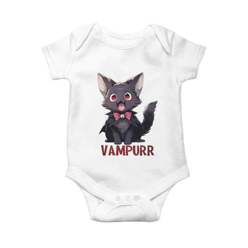 Halloween Black Vampire Cat Baby Onesie Vampurr Cute Kitty Lover TS12 White Print Your Wear