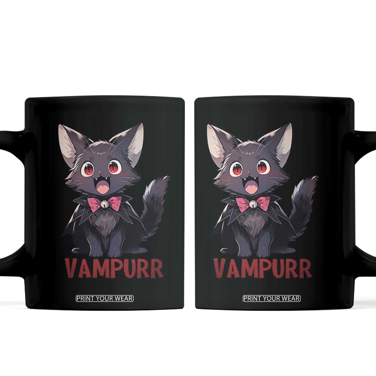 Halloween Black Vampire Cat Coffee Mug Vampurr Cute Kitty Lover TS12 Black Print Your Wear