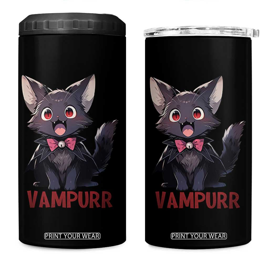 Halloween Black Vampire Cat 4 in 1 Can Cooler Tumbler Vampurr Cute Kitty Lover TS12 One Size: 16 oz Black Print Your Wear