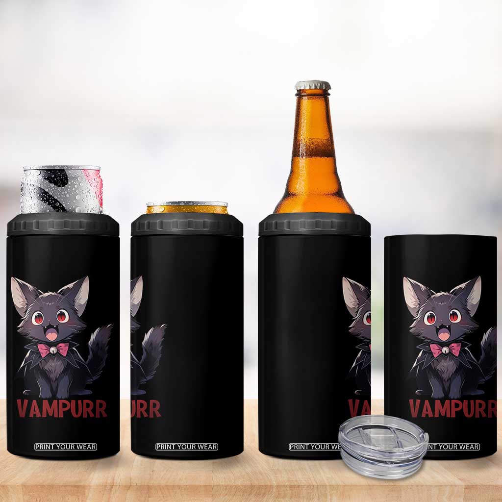 Halloween Black Vampire Cat 4 in 1 Can Cooler Tumbler Vampurr Cute Kitty Lover TS12 Print Your Wear