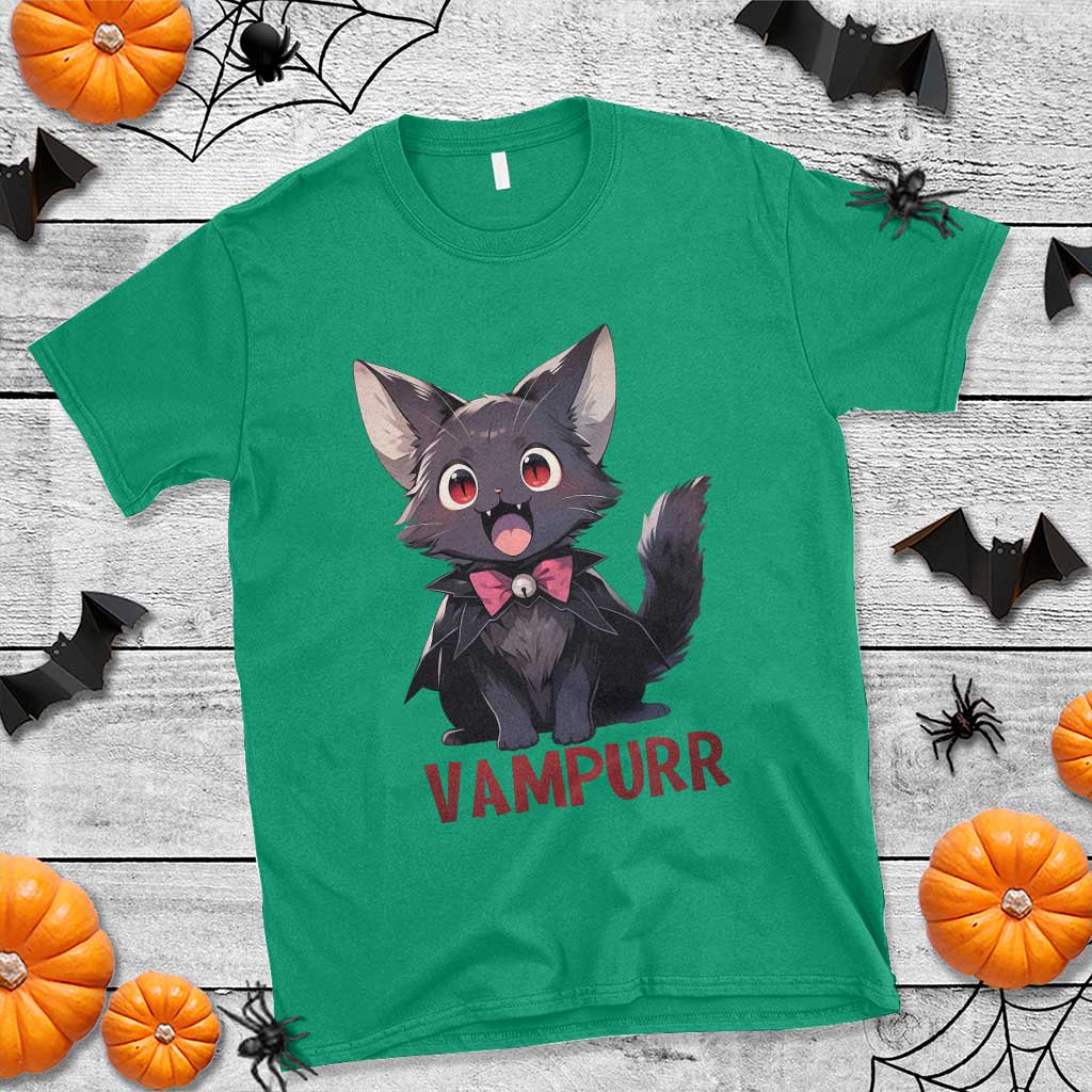 Halloween Black Vampire Cat T Shirt Vampurr Cute Kitty Lover TS12 Irish Green Print Your Wear