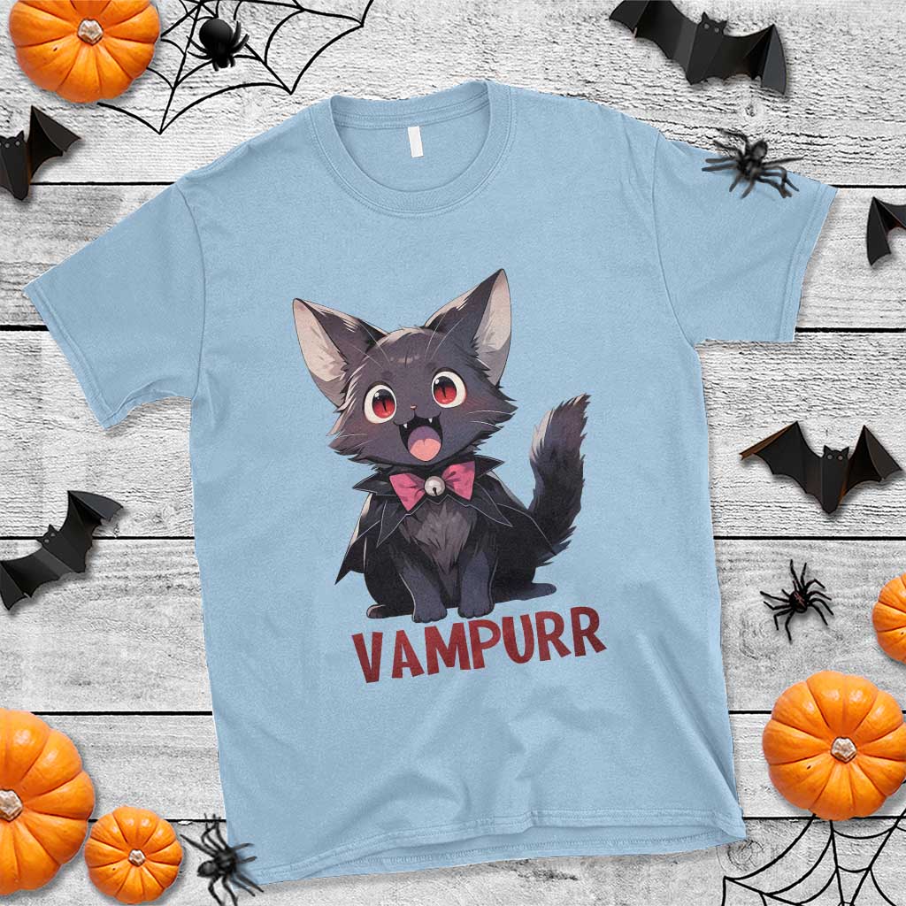 Halloween Black Vampire Cat T Shirt Vampurr Cute Kitty Lover TS12 Light Blue Print Your Wear