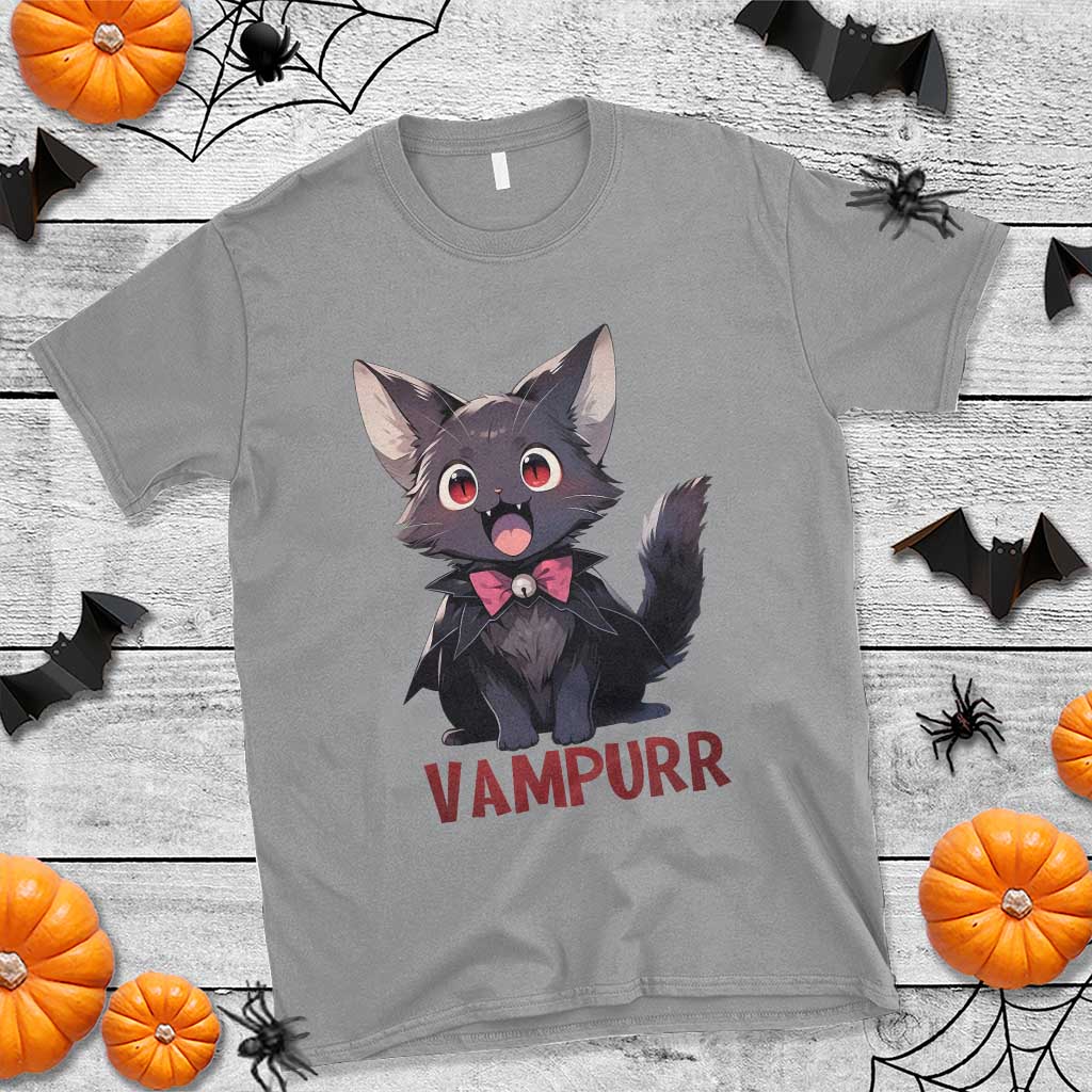 Halloween Black Vampire Cat T Shirt Vampurr Cute Kitty Lover TS12 Sport Gray Print Your Wear