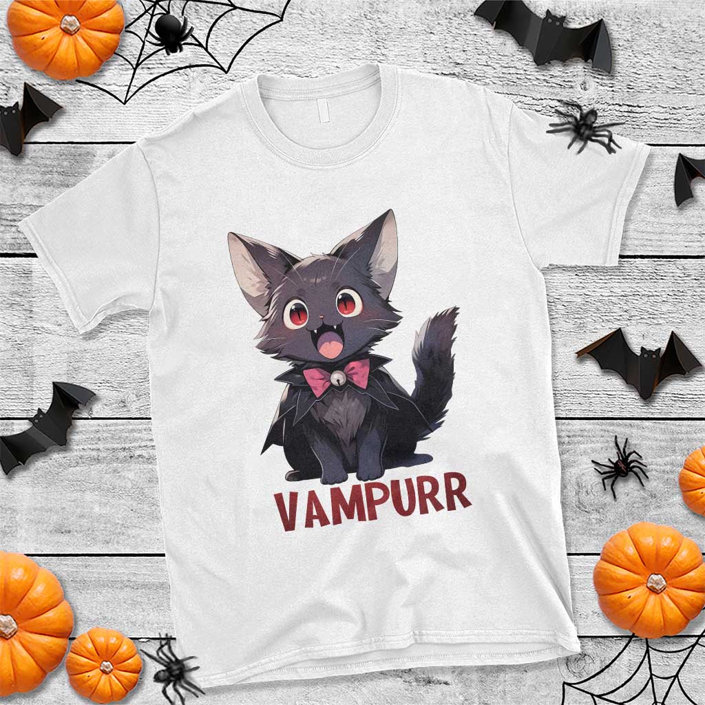 Halloween Black Vampire Cat T Shirt Vampurr Cute Kitty Lover TS12 White Print Your Wear