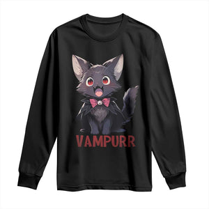 Halloween Black Vampire Cat Long Sleeve Shirt Vampurr Cute Kitty Lover TS12 Black Print Your Wear