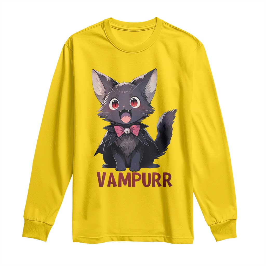 Halloween Black Vampire Cat Long Sleeve Shirt Vampurr Cute Kitty Lover TS12 Daisy Print Your Wear