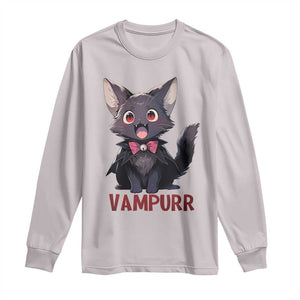 Halloween Black Vampire Cat Long Sleeve Shirt Vampurr Cute Kitty Lover TS12 Ice Gray Print Your Wear