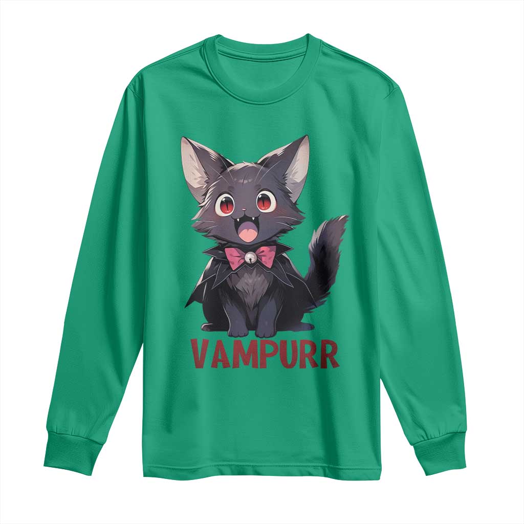 Halloween Black Vampire Cat Long Sleeve Shirt Vampurr Cute Kitty Lover TS12 Irish Green Print Your Wear