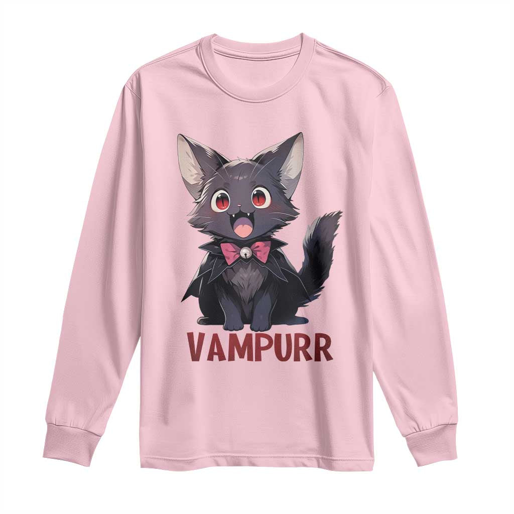 Halloween Black Vampire Cat Long Sleeve Shirt Vampurr Cute Kitty Lover TS12 Light Pink Print Your Wear