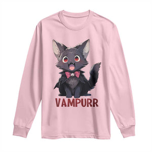 Halloween Black Vampire Cat Long Sleeve Shirt Vampurr Cute Kitty Lover TS12 Light Pink Print Your Wear