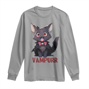 Halloween Black Vampire Cat Long Sleeve Shirt Vampurr Cute Kitty Lover TS12 Sport Gray Print Your Wear