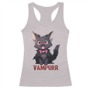 Halloween Black Vampire Cat Racerback Tank Top Vampurr Cute Kitty Lover TS12 Ice Gray Print Your Wear