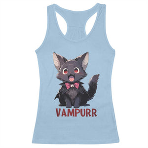 Halloween Black Vampire Cat Racerback Tank Top Vampurr Cute Kitty Lover TS12 Light Blue Print Your Wear