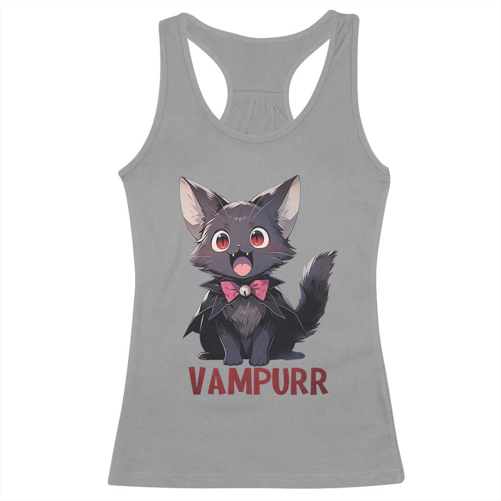 Halloween Black Vampire Cat Racerback Tank Top Vampurr Cute Kitty Lover TS12 Sport Gray Print Your Wear