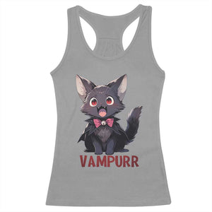 Halloween Black Vampire Cat Racerback Tank Top Vampurr Cute Kitty Lover TS12 Sport Gray Print Your Wear